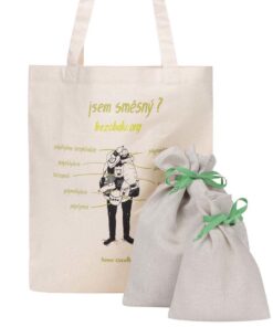 „Dobrá" plátěná taška s pytlíky Jsem směšný pro Bezobalu