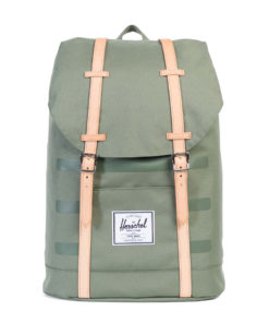 Batoh Herschel Supply Retreat Deep Lichen Green Stripe / Veggie Tan Leather