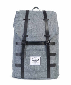 Batoh Herschel Supply Retreat Raven Crosshatch Stripe / Black Veggie Tan Leather