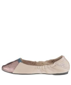 Béžové baleríny se špičkou v bronzové barvě do kabelky Butterfly Twists Imogen