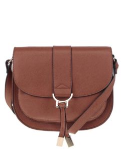 Hnědá crossbody kabelka s detailem ve zlaté barvě Dorothy Perkins