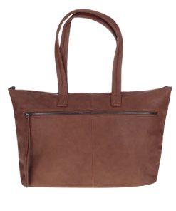 Hnědý koženkový shopper se zipem Pieces Leyla