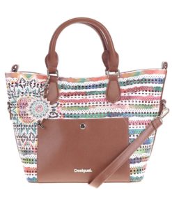 Krémovo-zelený shopper Desigual Florida