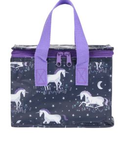 Tmavě modrá termotaška na jídlo s potiskem jednorožců Sass & Belle