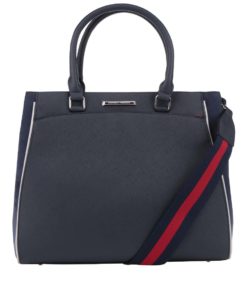 Tmavě modrá větší kabelka s modro-červeným popruhem Dorothy Perkins