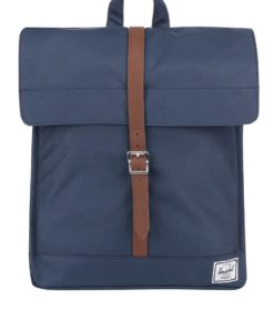 Tmavě modrý batoh s hnědým popruhem Herschel City 10