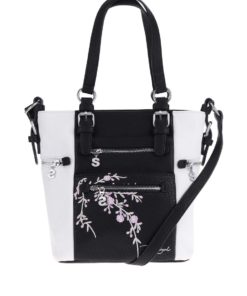 Černo-bílá kabelka do ruky Desigual Mini Argentina Blossom