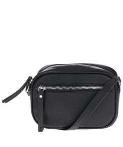 Černá koženková crossbody kabelka Pieces Maggie