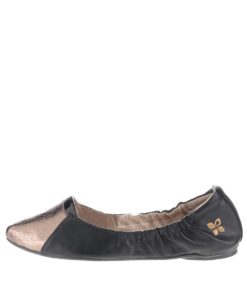 Černé baleríny se špičkou ve zlaté barvě do kabelky Butterfly Twists Imogen