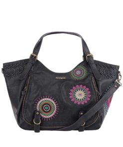 Černý shopper s barevnými výšivkami Desigual Rotterdam