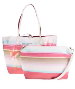Červeno-krémový shopper s crossbody kabelkou Desigual Capri Polynesia