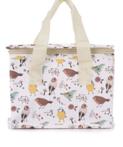 Žluto-bílá termotaška na jídlo s potiskem ptáčků Sass & Belle British birds