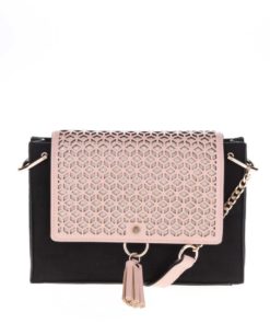 Růžovo-černá perforovaná menší kabelka Dorothy Perkins