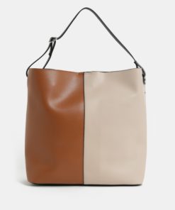 Béžovo-hnědý shopper s odnímatelným pouzdrem Pieces Fareen
