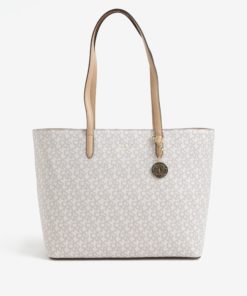 Béžovo-krémový vzorovaný shopper s detaily ve zlaté barvě DKNY Bryant