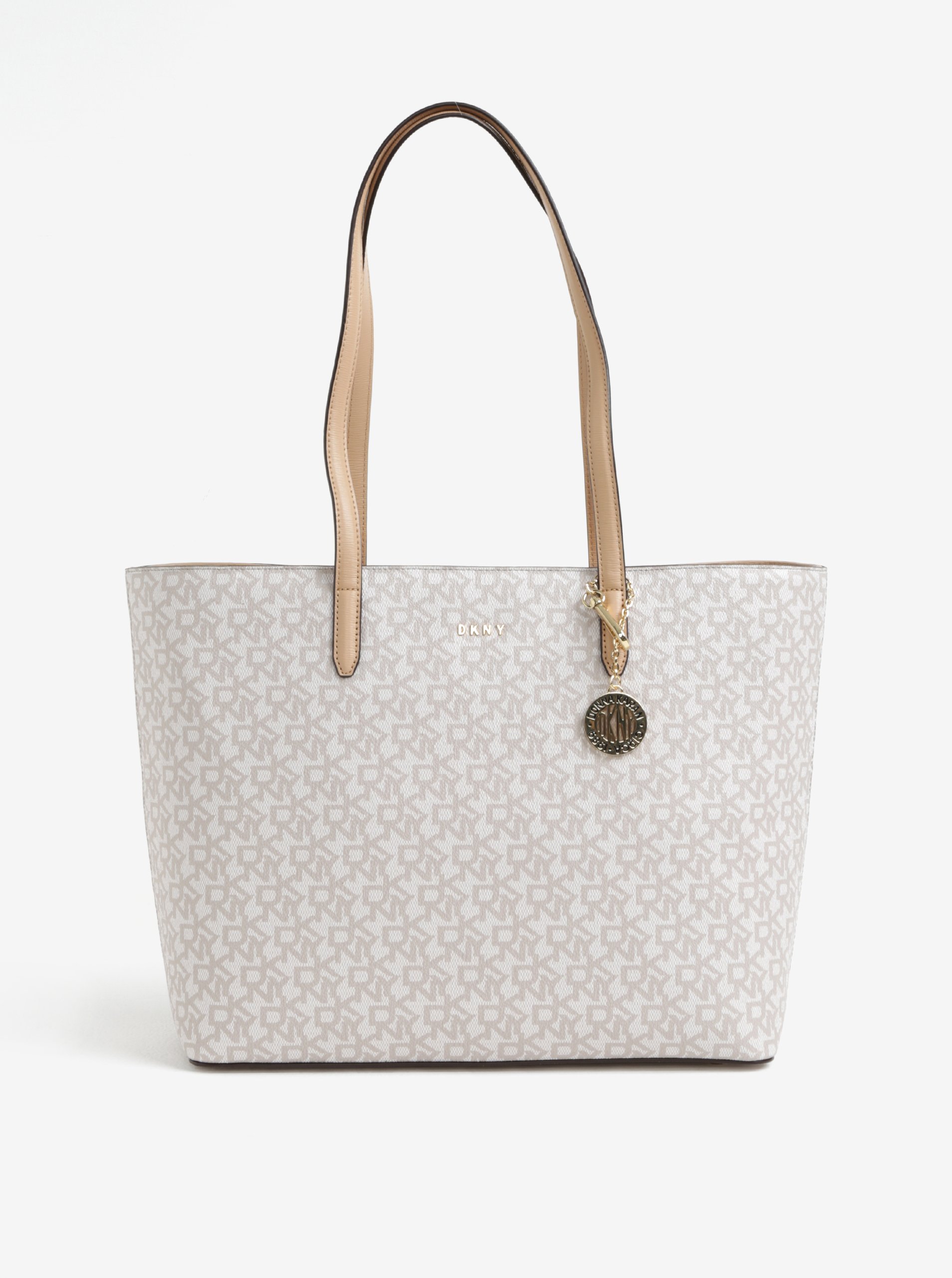 Béžovo-krémový vzorovaný shopper s detaily ve zlaté barvě DKNY Bryant Béžovo-krémový vzorovaný shopper s detaily ve zlaté barvě DKNY Bryant