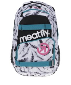 Bílý dámský batoh s motivem pírek Meatfly Exile 2 22 l