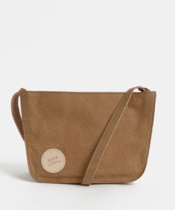 Hnědá kožená crossbody kabelka ELEGA