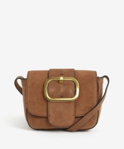 Hnědá semišová crossbody kabelka Pieces Vonne