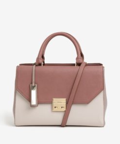 Krémovo-růžová koženková crossbody kabelka Juno