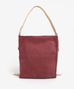 Krémovo-vínová kožená kabelka ELEGA Malý Buffy