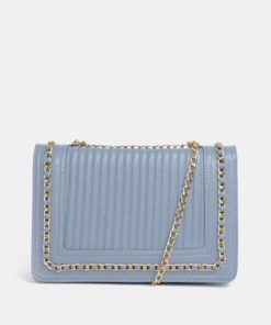 Modrá crossbody kabelka s popruhem ve zlaté barvě Dorothy Perkins