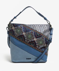 Modrá kabelka s vyšitými ornamenty Desigual Almira