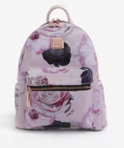 Růžový květovaný batoh s koženými detaily Liberty by Gionni Fleur