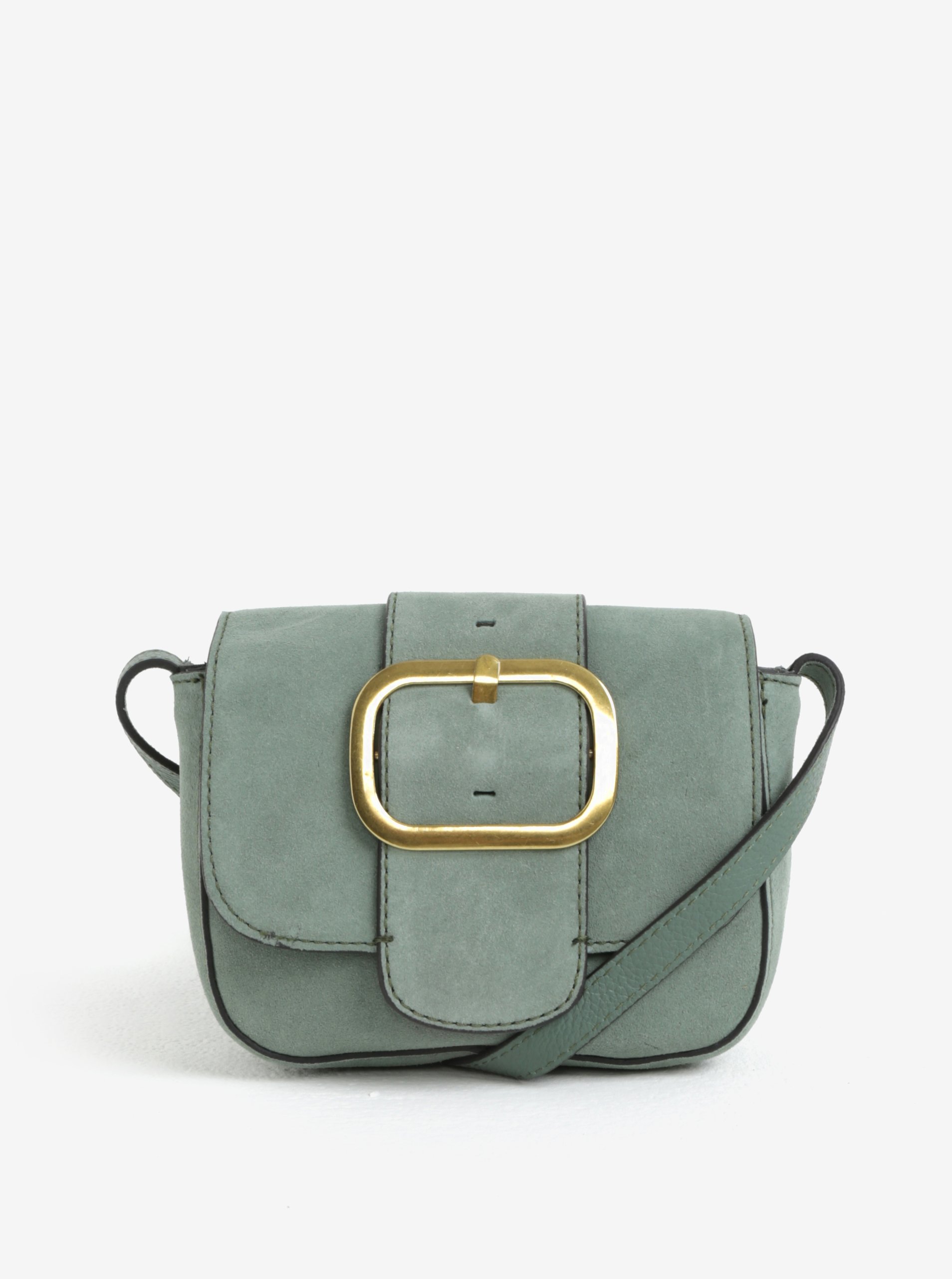 Světle zelená semišová crossbody kabelka Pieces Vonne Světle zelená semišová crossbody kabelka Pieces Vonne