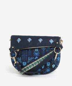 Tmavě modrá crossbody kabelka s výšivkou Desigual Thalassa Folded