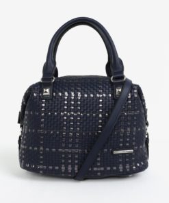 Tmavě modrá kožená kabelka s metalickými detaily Liberty by Gionni Patricie