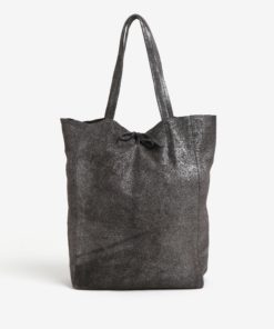 Tmavě šedý třpytivý kožený shopper ZOOT Glitter