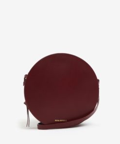 Vínová kožená kulatá crossbody kabelka Royal RepubliQ Galax Round