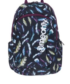 Černý dámský batoh s motivem pírek Meatfly Purity 26 l