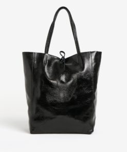 Černý lesklý kožený shopper ZOOT Laminato