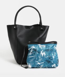 Černý shopper se vzorovaným pouzdrem 2v1 Pieces Danni