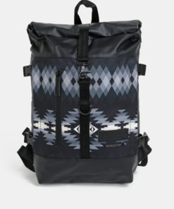Černý voděodolný vzorovaný batoh Enter Hiker Roll Top 16 l