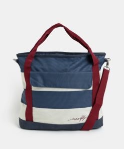 Bílo-modrá pruhovaná kabelka s kapsou na notebook Meatfly Kuna