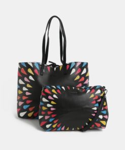 Bílo-černý oboustranný shopper s pouzdrem Desigual Tears