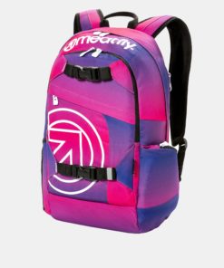 Fialovo-růžový batoh s potiskem a penálem 2v1 Meatfly 20 l
