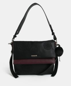 Fialovo-černá kabelka s výšivkou Desigual Aleida