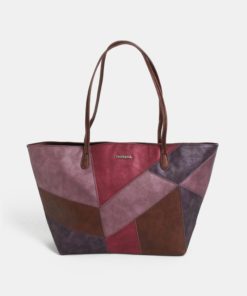 Fialový koženkový prošívaný shopper Desigual Ares