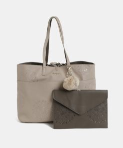 Hnědo-krémový oboustranný shopper s psaníčkem Desigual Aleida