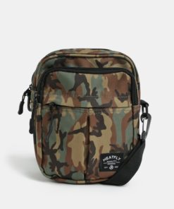 Khaki vzorovaná crossbody taška s nášivkou Meatfly Hardy
