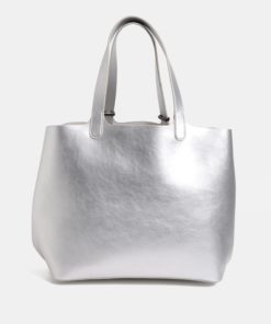 Metalický shopper s pouzdrem 2v1 ve stříbrné barvě Pieces Madison