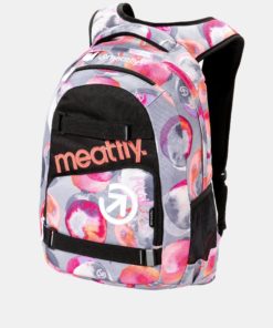 Růžovo-šedý vzorovaný batoh s penálem 2v1 Meatfly 22 l