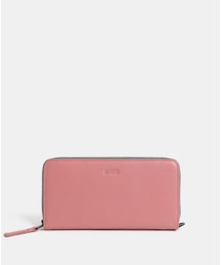 Růžová kožená velká peněženka BREE Issy 131