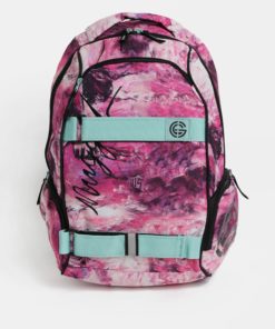 Růžový vzorovaný batoh s mentolovými detaily NUGGET 25 l