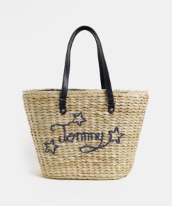 Světle hnědý slaměný shopper Tommy Hilfiger