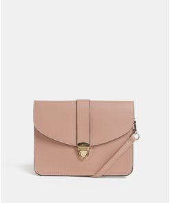 Světle růžová crossbody kabelka se zapínáním ve zlaté barvě Dorothy Perkins